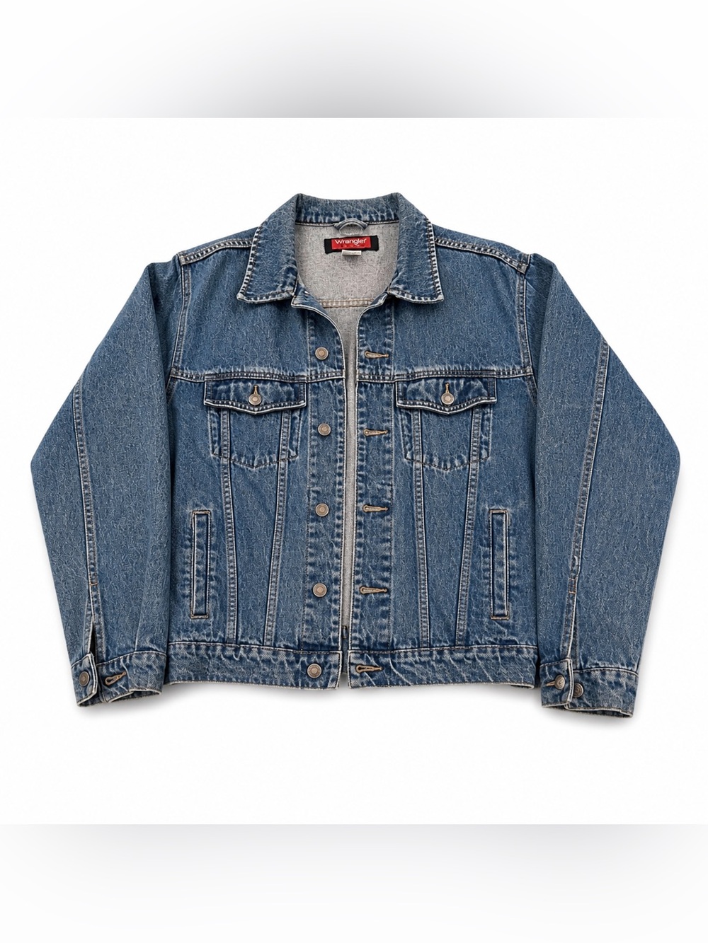 Vintage Y2K Era Wrangler Men’s Denim Jean Jacket - M